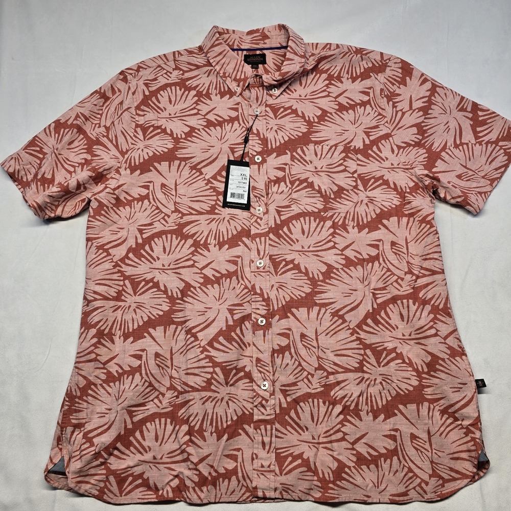 Allen Edmonds Leaf Camp Shirt Men Size XXL Red‎